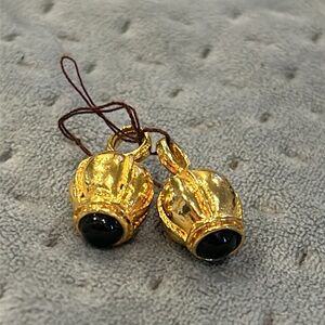 Vintage Charms for Hoop Earrings with a Black Cabochon-Boutique